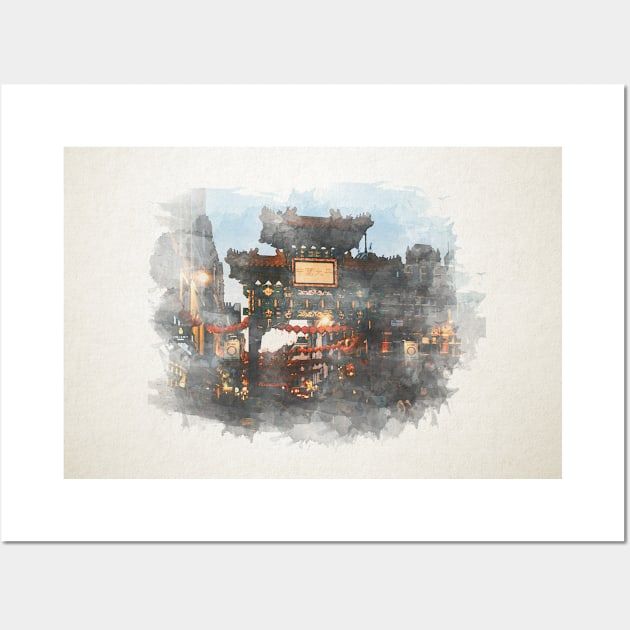 WATERCOLOR - China Town Wall Art by noana